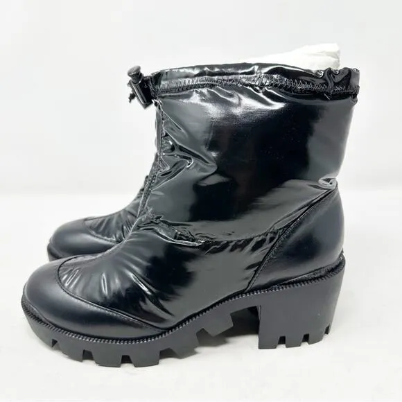 SCHUTZ Roseanne Black Rounded Toe Chunky Lug Sole Boots NWT in Size 7.5