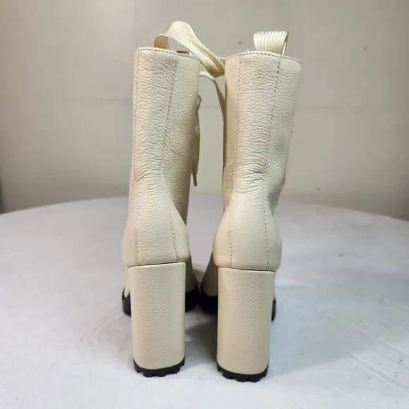 SCHUTZ Women's Boots Leather Zara Lace Up  Combat Block Heel Size 6.5 B