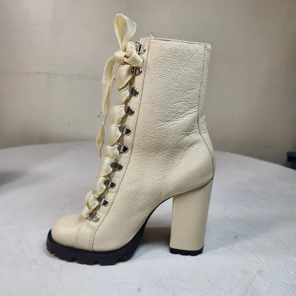 SCHUTZ Women's Boots Leather Zara Lace Up  Combat Block Heel Size 6.5 B