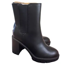 Scoop Black Faux Leather Chunky Heeled Heel Go Go Style Chelsey Boots NWT
