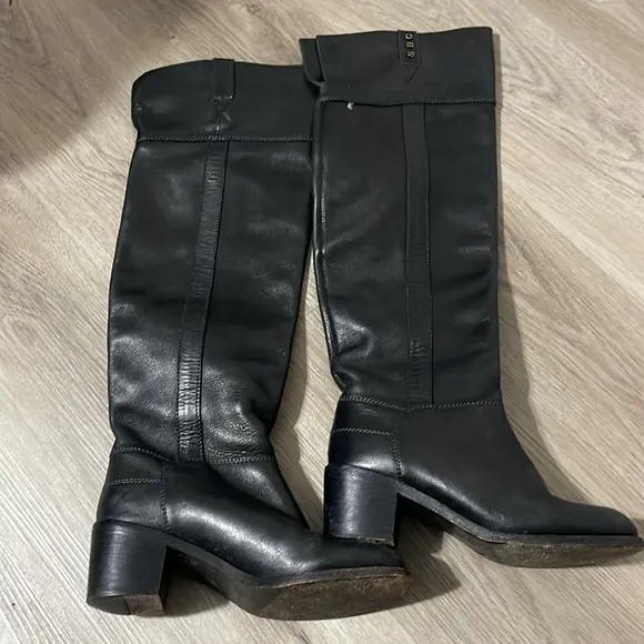 See by Chloe black leather calf riding boot Elegant 38.5