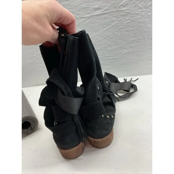 See By Chloe Black Studded belted Crosta Suede Ankle Boots Women Size 38