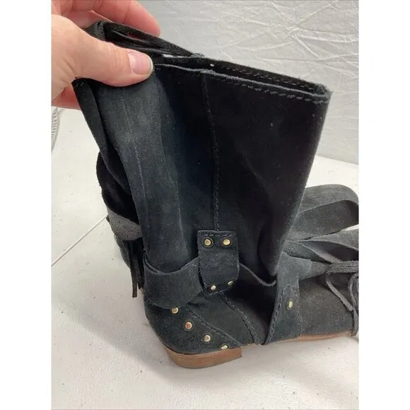 See By Chloe Black Studded belted Crosta Suede Ankle Boots Women Size 38