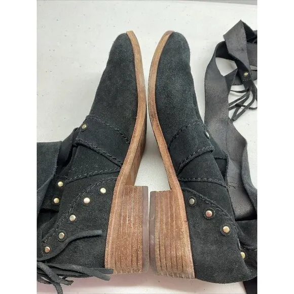 See By Chloe Black Studded belted Crosta Suede Ankle Boots Women Size 38