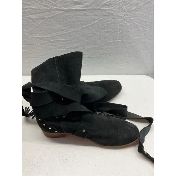 See By Chloe Black Studded belted Crosta Suede Ankle Boots Women Size 38