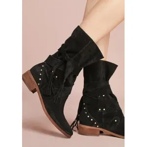 See By Chloe Black Studded belted Crosta Suede Ankle Boots Women Size 38