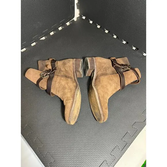 See by Chloe Janis Buckle boots Suede Leather Brown Booties‎ Womens Size 39 US 9