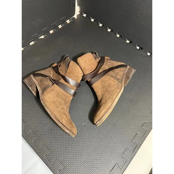 See by Chloe Janis Buckle boots Suede Leather Brown Booties‎ Womens Size 39 US 9