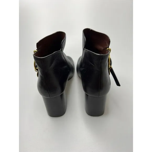 See By Chloe Louise Block-Heel Leather Ankle Boots Black Women’s EU 39/US 9 $445