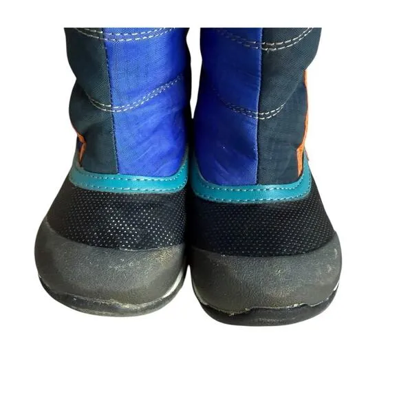 See Kai Run Kid Snow Boots Insulated Waterproof Gray Blue Orange, Size 8