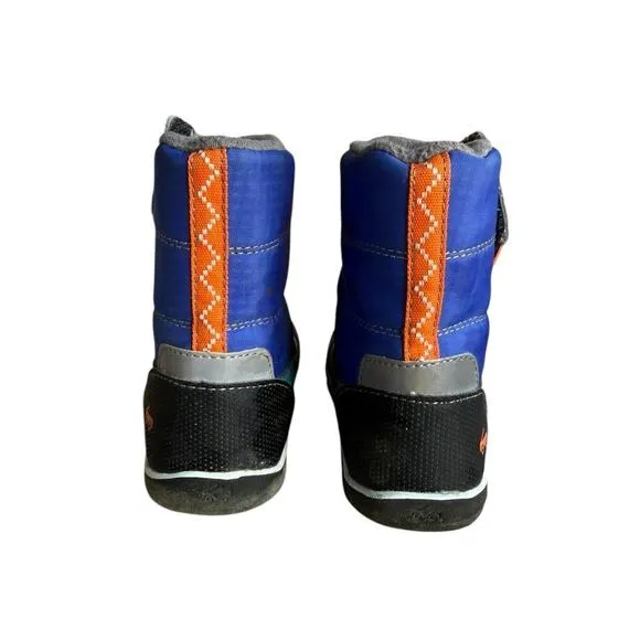 See Kai Run Kid Snow Boots Insulated Waterproof Gray Blue Orange, Size 8