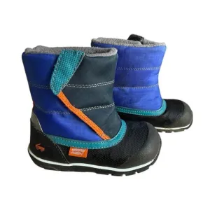 See Kai Run Kid Snow Boots Insulated Waterproof Gray Blue Orange, Size 8
