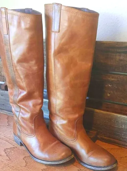 SELLA 9 Italian Tan Leather Western Riding Boots