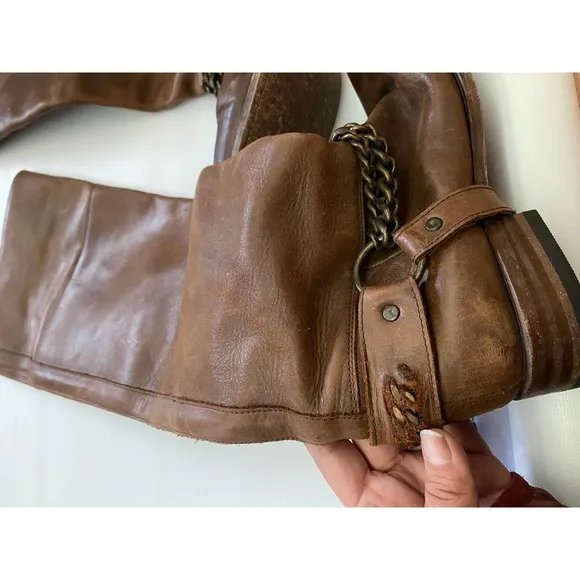 Sendra Leather High Riding Boots Harness Chain 8.5