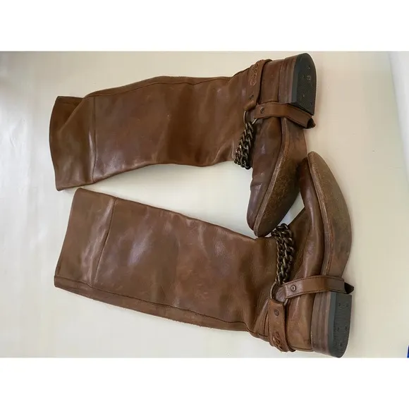 Sendra Leather High Riding Boots Harness Chain 8.5