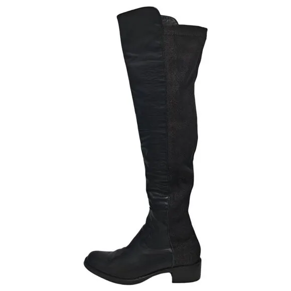 Sesto Meucci Leather Riding Slouchy Knee High Phyton Print Gothic Boots Size 7