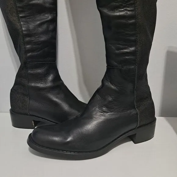Sesto Meucci Leather Riding Slouchy Knee High Phyton Print Gothic Boots Size 7