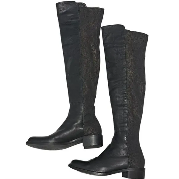Sesto Meucci Leather Riding Slouchy Knee High Phyton Print Gothic Boots Size 7
