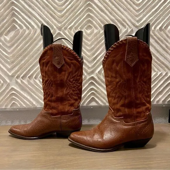 Seychelles Boot Western Brown Leather Tooled Scroll Floral Cowboy Pointed Toe 7