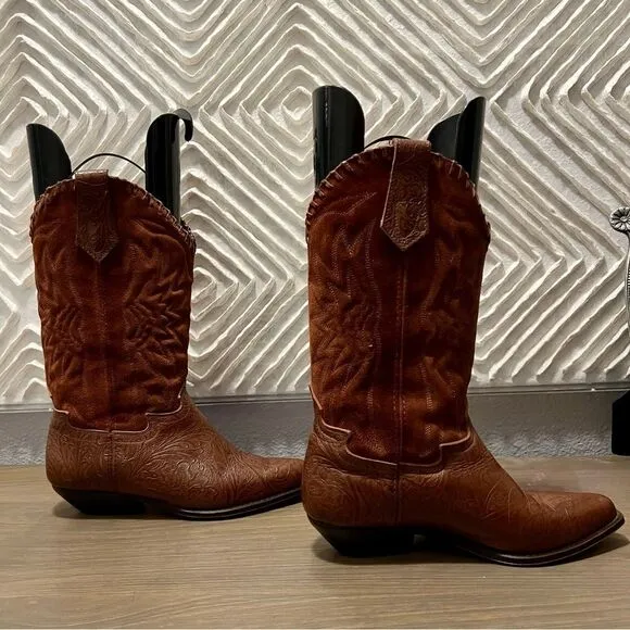 Seychelles Boot Western Brown Leather Tooled Scroll Floral Cowboy Pointed Toe 7