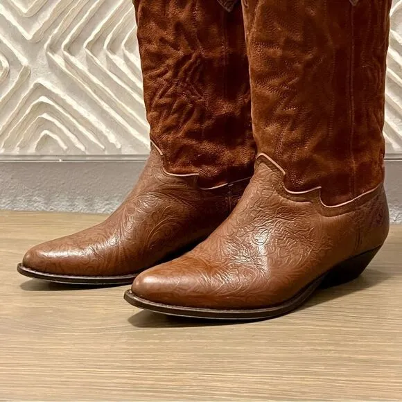 Seychelles Boot Western Brown Leather Tooled Scroll Floral Cowboy Pointed Toe 7