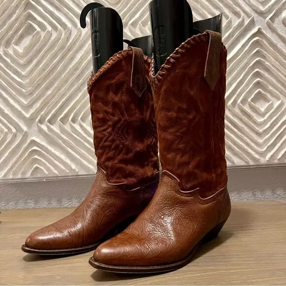 Seychelles Boot Western Brown Leather Tooled Scroll Floral Cowboy Pointed Toe 7