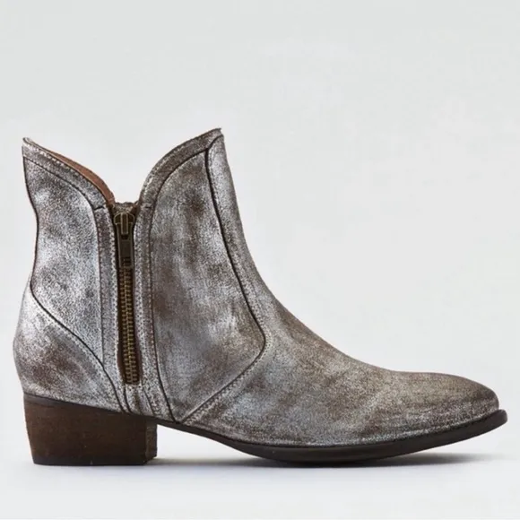 Seychelles for Anthropologie | Women’s silver distressed Lucky Penny ankle boots