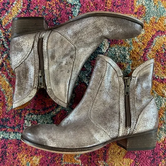 Seychelles for Anthropologie | Women’s silver distressed Lucky Penny ankle boots