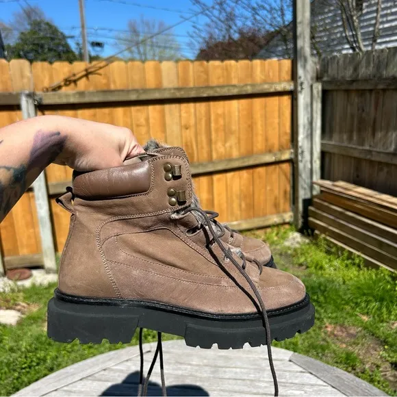 Seychelles Women's Brown Lace-Up Leather Platform Boots size 9