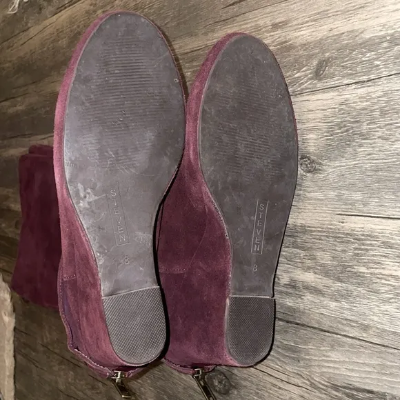 SharkBoots-  Knee High Fold Over Boots 8 Suede Wedge Heel Steve Madden