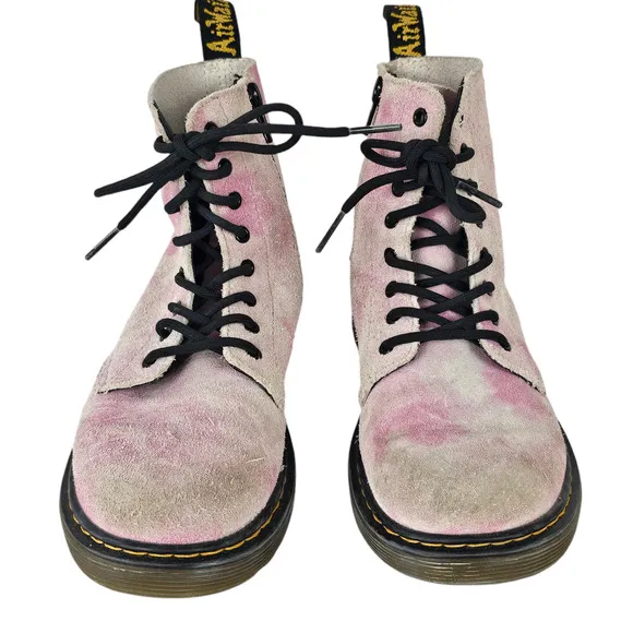 Shoes Dr. Marten orchid white tie dye suede lace up side zip boots Youth size3
