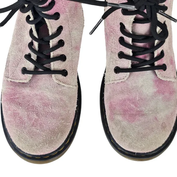 Shoes Dr. Marten orchid white tie dye suede lace up side zip boots Youth size3