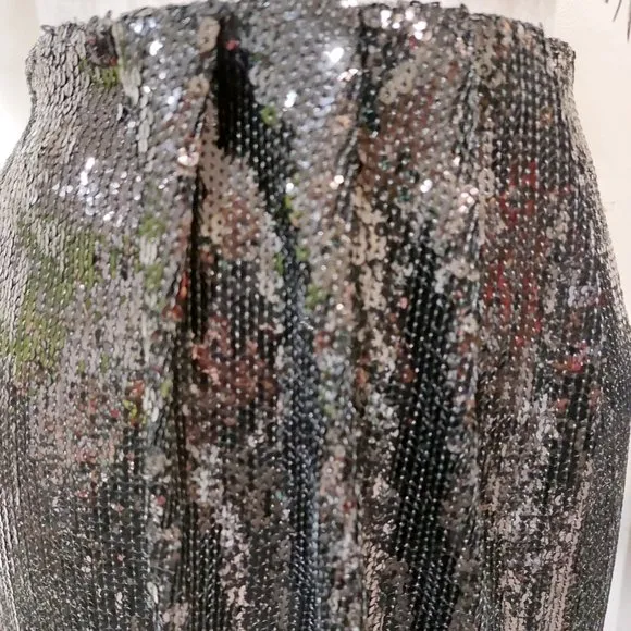 💥SHOWSTOPPER💥ZARA Black Sequin Wrap Fringe Hem Ankle Length Skirt