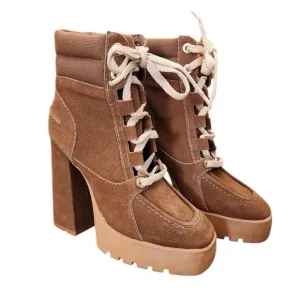 SHUTZ Fillipa Suede Leather Brown Platform Ankle Boots Size 6B Ladies Booties