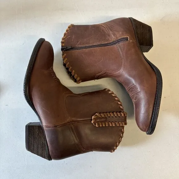 Shyanne Sawyer Dolly Terra Leather Round Toe Side Zip Western Boots Women’s 9B