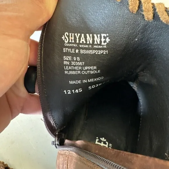 Shyanne Sawyer Dolly Terra Leather Round Toe Side Zip Western Boots Women’s 9B