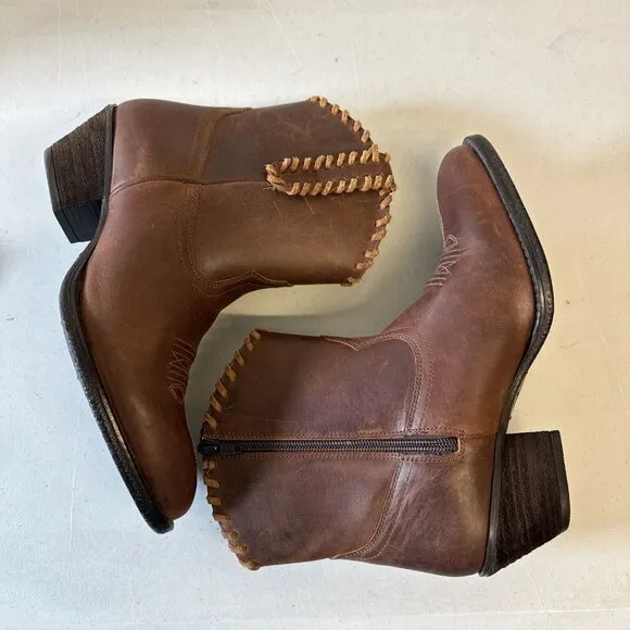 Shyanne Sawyer Dolly Terra Leather Round Toe Side Zip Western Boots Women’s 9B