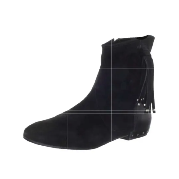 Sigerson Morrison Belle Suede Fringe Ankle Boots in Black Size 7.5