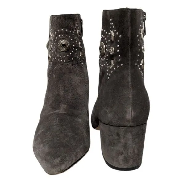 SIGERSON MORRISON Cailyn Gray Suede Studded Ankle Boots 8.5