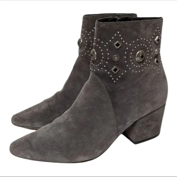 SIGERSON MORRISON Cailyn Gray Suede Studded Ankle Boots 8.5