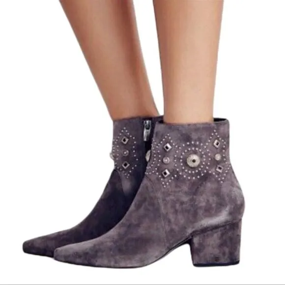 SIGERSON MORRISON Cailyn Gray Suede Studded Ankle Boots 8.5