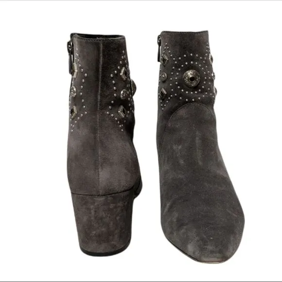 SIGERSON MORRISON Cailyn Gray Suede Studded Ankle Boots 8.5