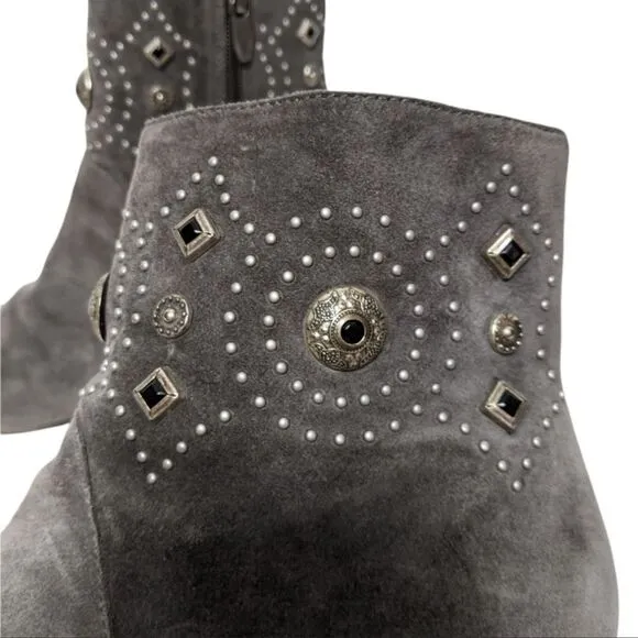 SIGERSON MORRISON Cailyn Gray Suede Studded Ankle Boots 8.5