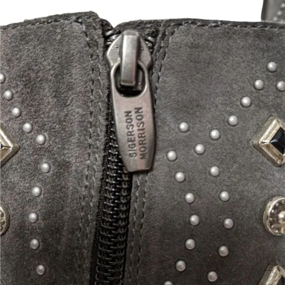 SIGERSON MORRISON Cailyn Gray Suede Studded Ankle Boots 8.5