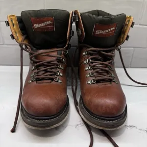 Simms Freestone Boots Mens Sz 9 Brown Leather Fly Fishing Felt Sole Wading Boots