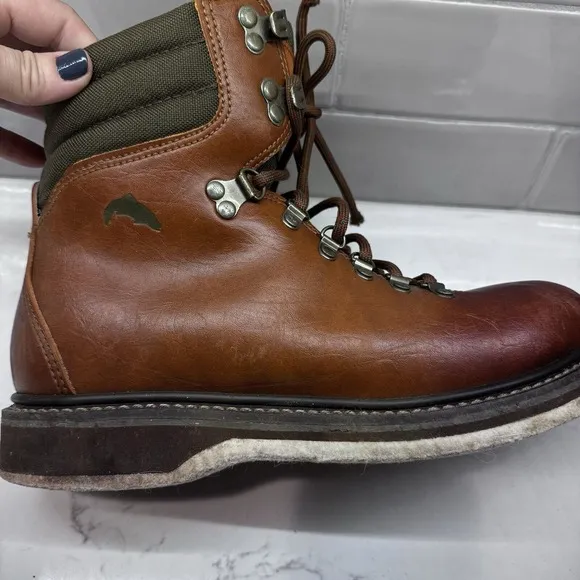 Simms Freestone Boots Mens Sz 9 Brown Leather Fly Fishing Felt Sole Wading Boots
