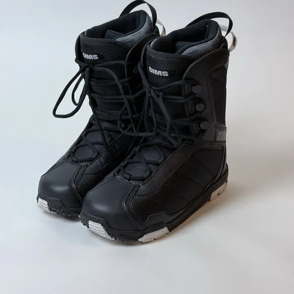 SIMS Snowboard Boots MENS Size 8 - EXCELLENT Black White Barely Used