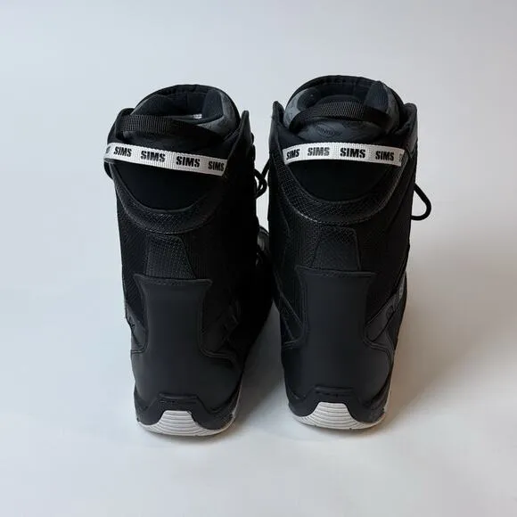 SIMS Snowboard Boots MENS Size 8 - EXCELLENT Black White Barely Used
