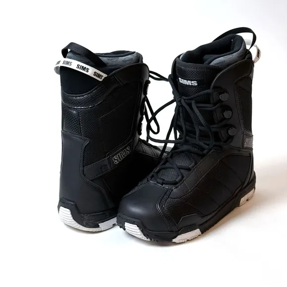 SIMS Snowboard Boots MENS Size 8 - EXCELLENT Black White Barely Used