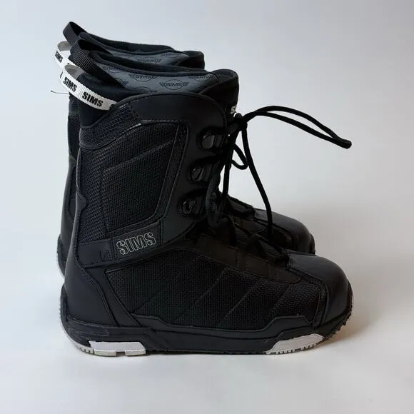 SIMS Snowboard Boots MENS Size 8 - EXCELLENT Black White Barely Used